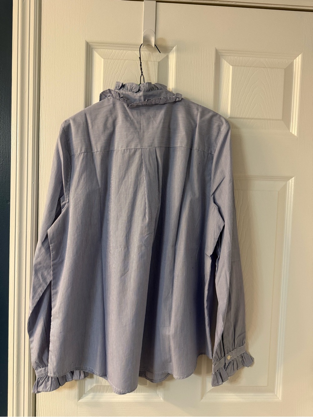 J. Crew Light Blue Ruffle Collar Button-Front Blouse - Picture 2 of 5
